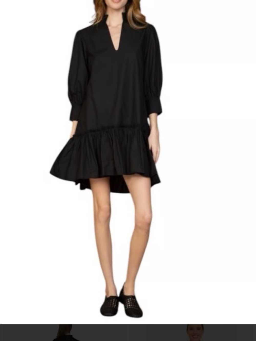 Olivia James “Chloe” dress Black Ruffle Hem V-Neck mini S